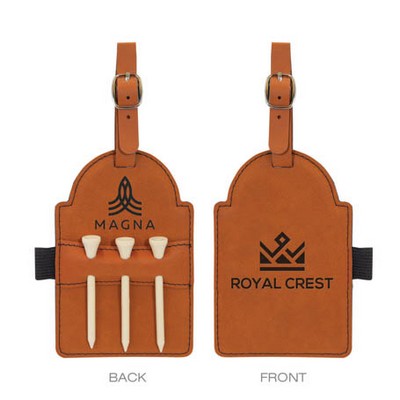 Rawhide Brown Golf Bag Tag with Tees